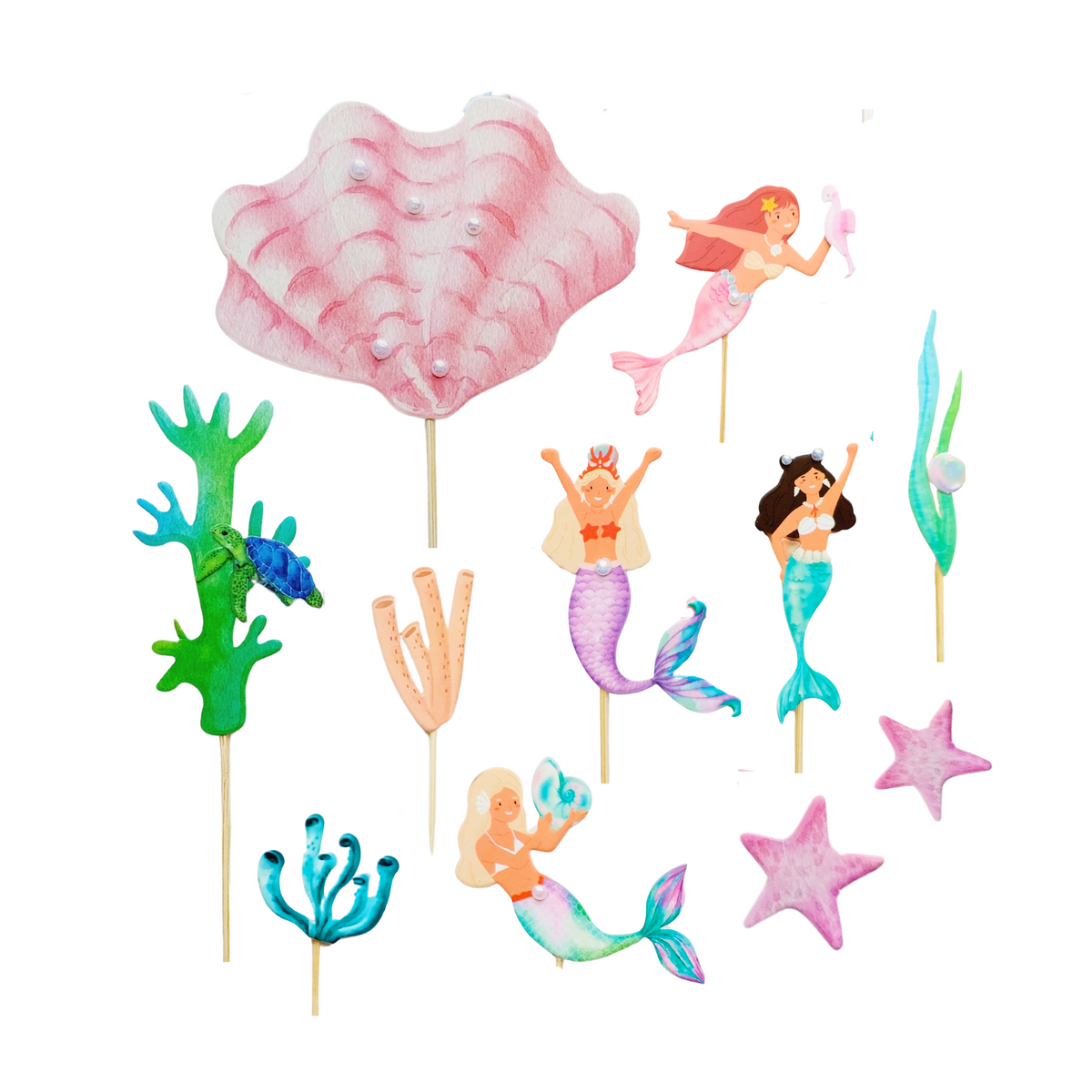 Personalised Mermaid Sea World Cake Toppers set product photo 4