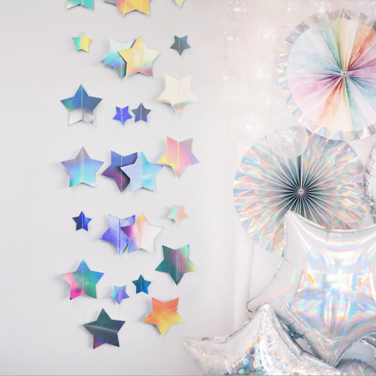 Iridescent stars bunting product photo