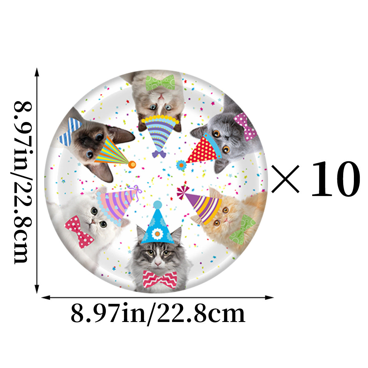 Cute cats pet themed birthday bunting banner, cake toppers and disposable paper plates product photo 9