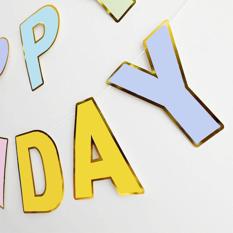 Daisy happy birthday bunting banner with mixed 10pcs 12inch rainbow balloons product photo 2