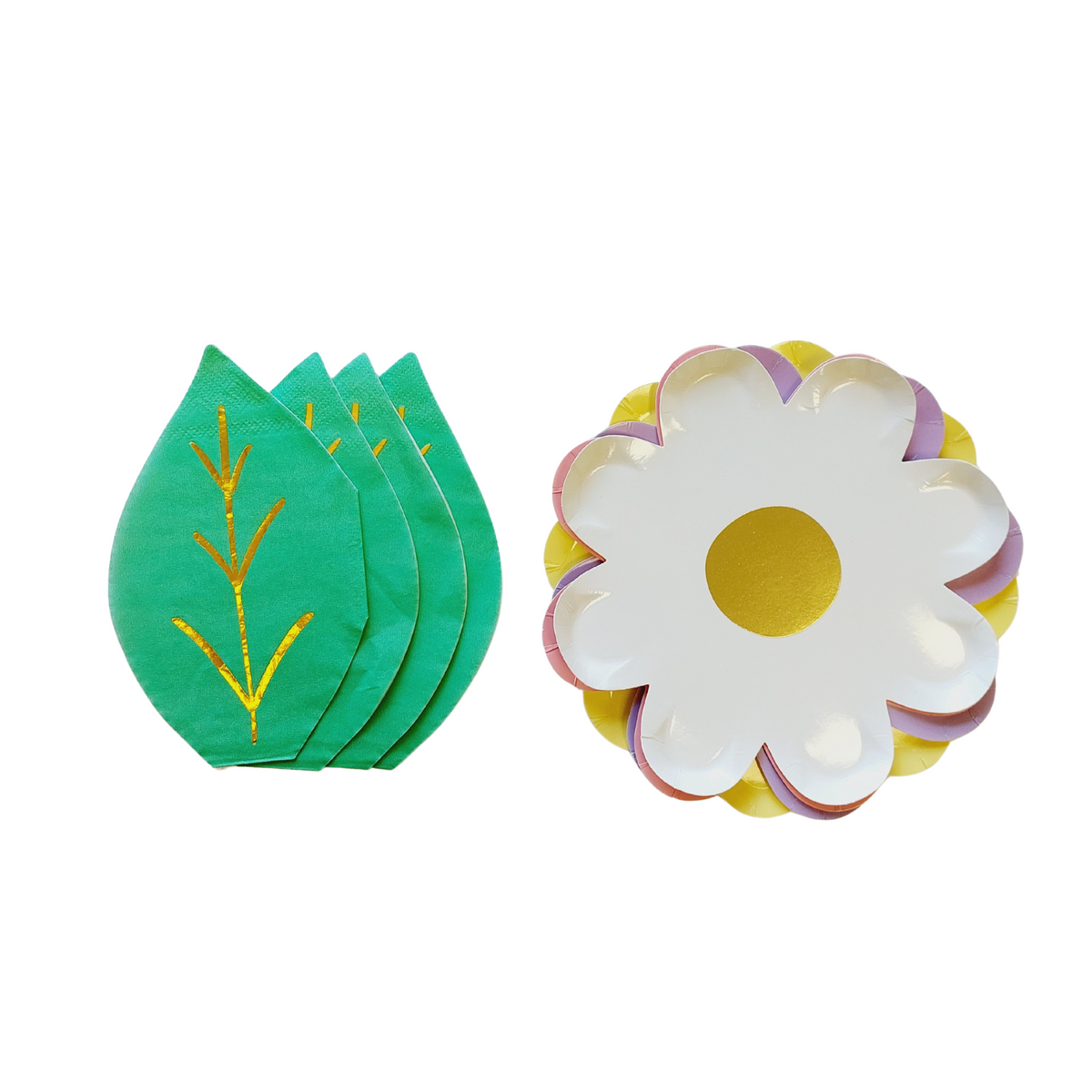 7inch Daisy plates and leaf napkin 8-pack product photo 3