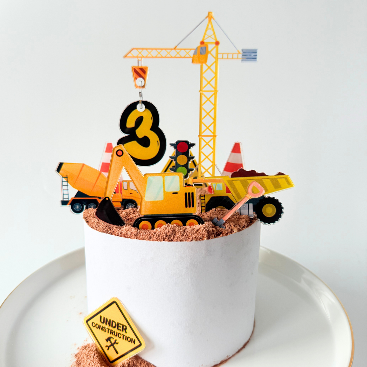 Personalised vehicle digger crane birthday cake topper product photo 2