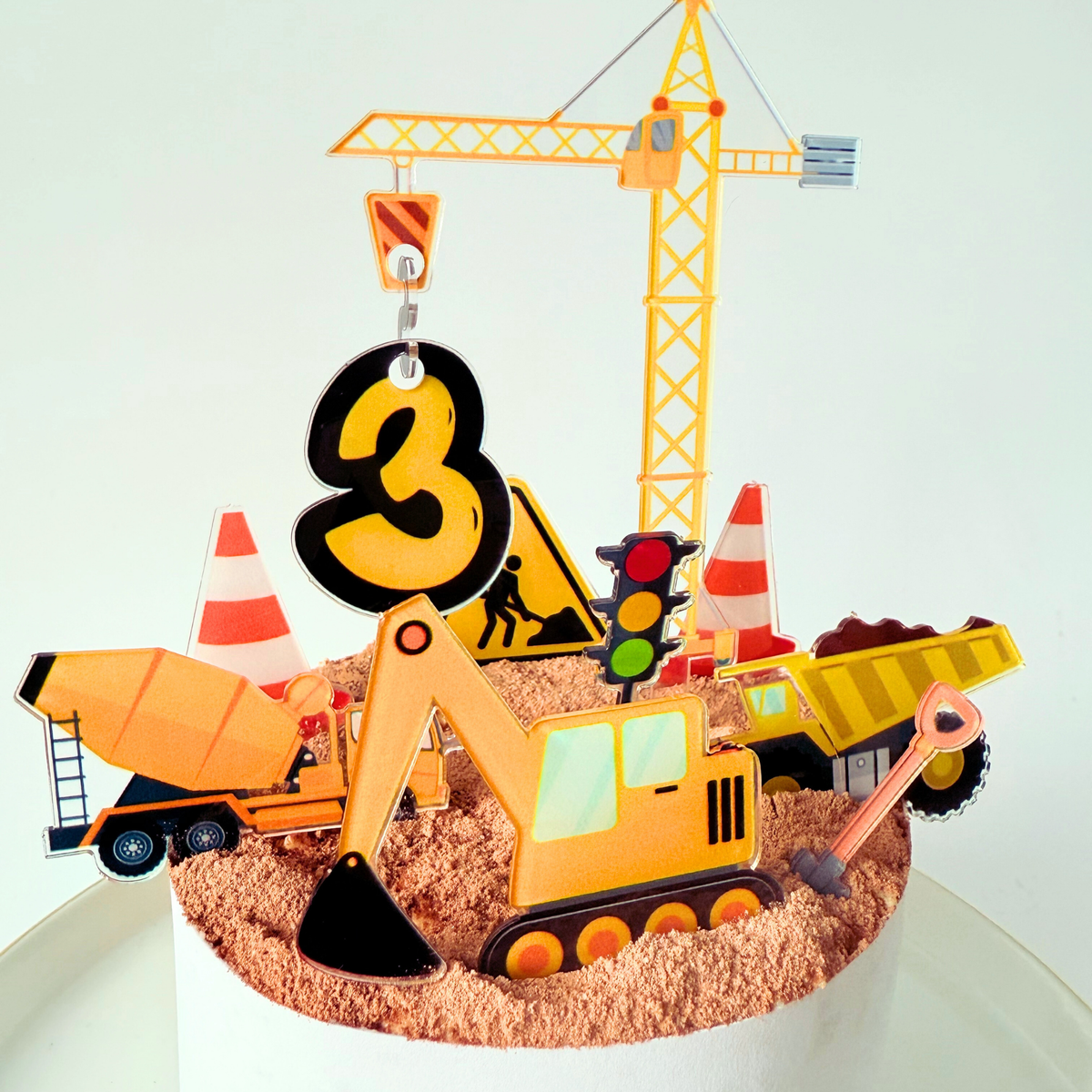Personalised vehicle digger crane birthday cake topper product photo 3