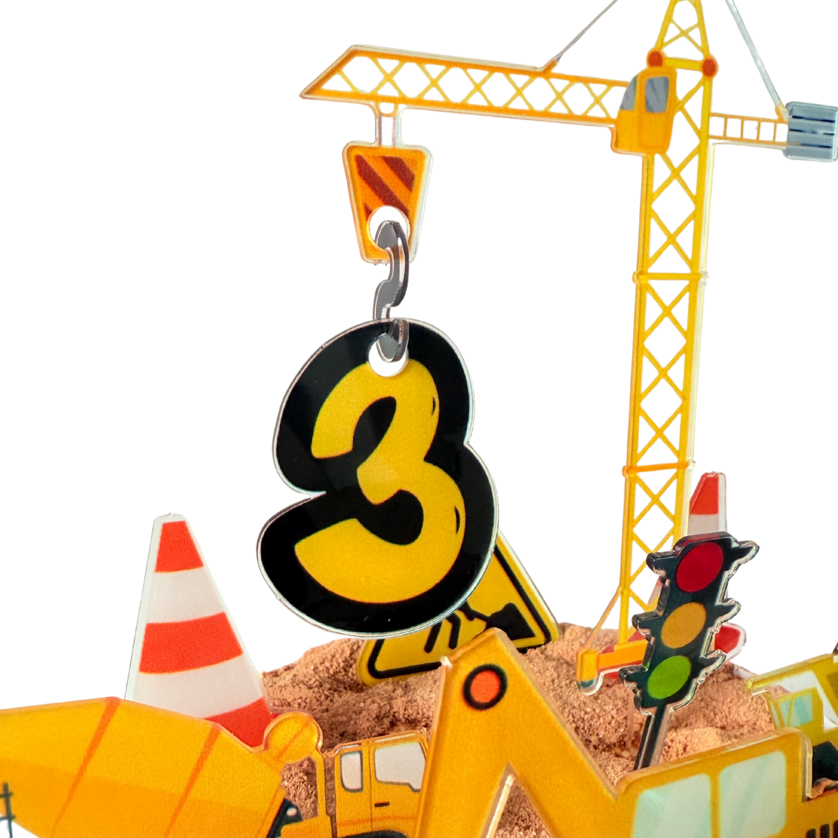 Personalised vehicle digger crane birthday cake topper product photo 4
