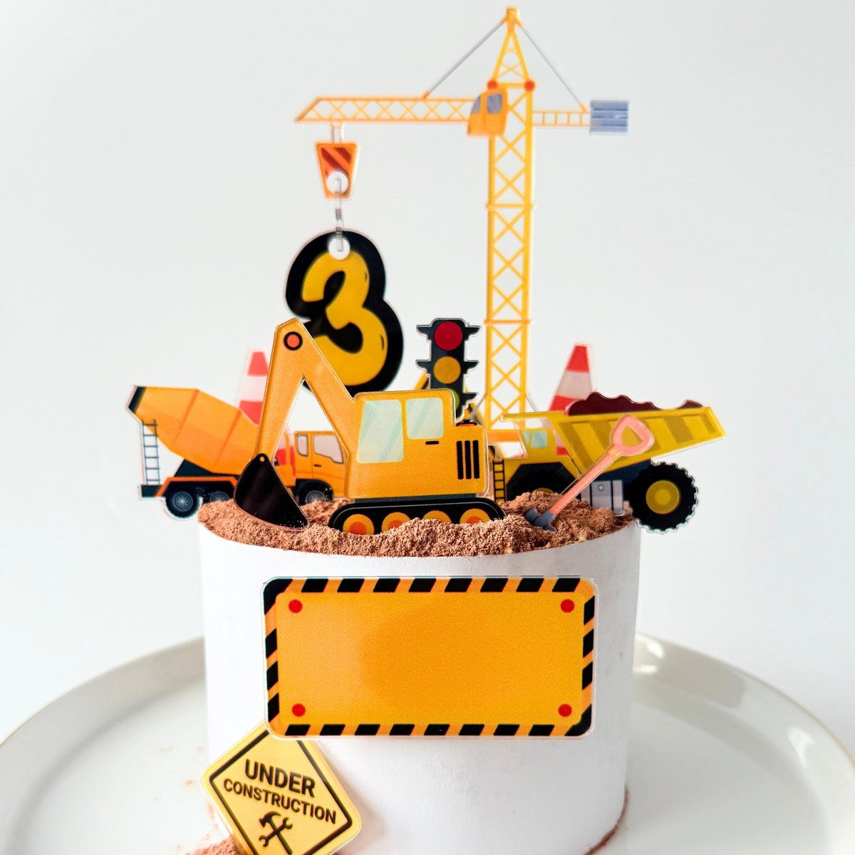 Personalised vehicle digger crane birthday cake topper product photo 5