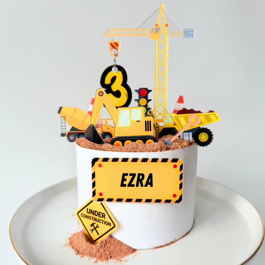 Personalised vehicle digger crane birthday cake topper product photo
