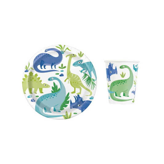 9" Dinosaur Birthday Party Plates and cups 8-pack product photo