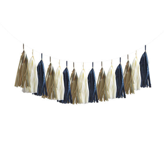 DIY Black Matte Gold Ivory Paper Tassel Garland product photo
