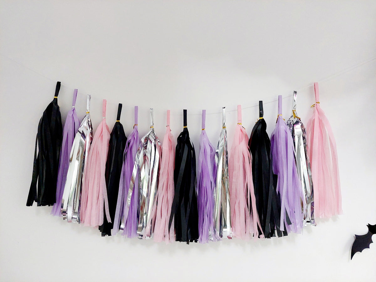 DIY Black Purple Halloween Paper Tassel Garland product photo 3