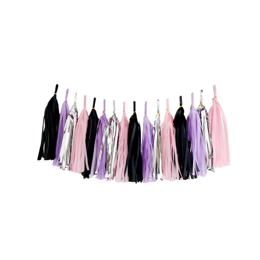 DIY Black Purple Halloween Paper Tassel Garland product photo