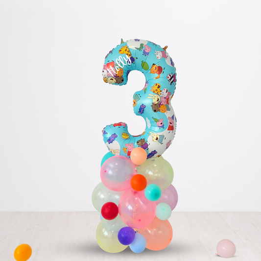 Personalised DIY Peppa Pig Balloon Tower Kit – Number 2 or 3 Kids Birthday product photo