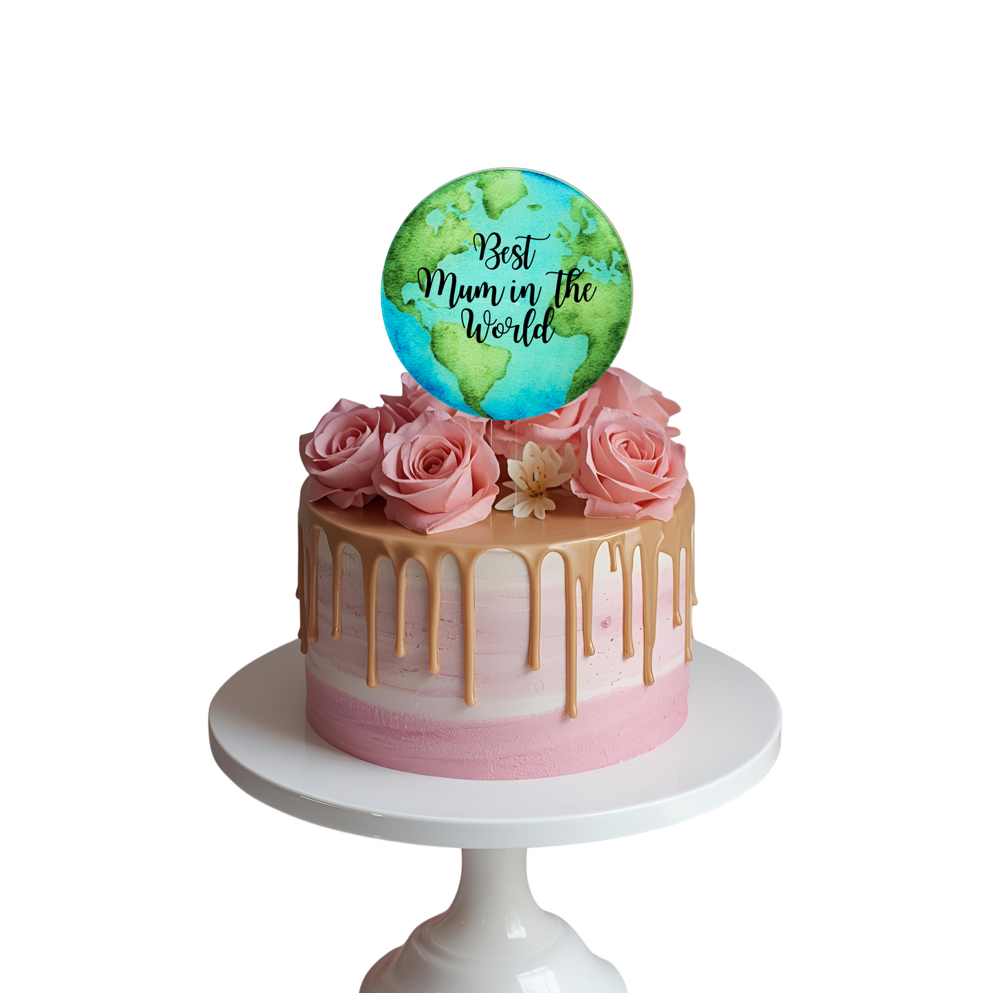 Personalised earth space best mum dad travel Cake Topper birthday decor
