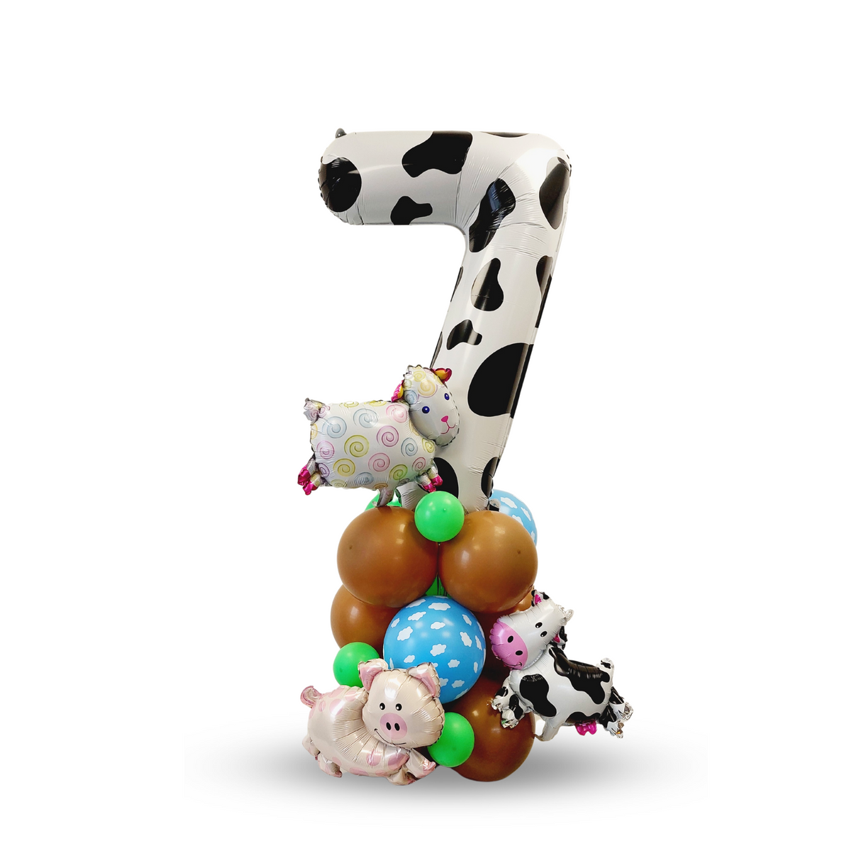 Farm themed boys green pig sheep cow birthday party number sculpture bouquet product photo 2