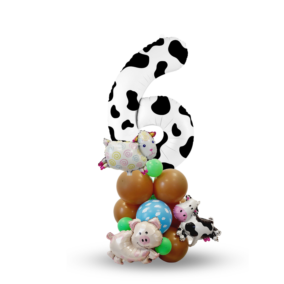 Farm themed boys green pig sheep cow birthday party number sculpture bouquet product photo 4