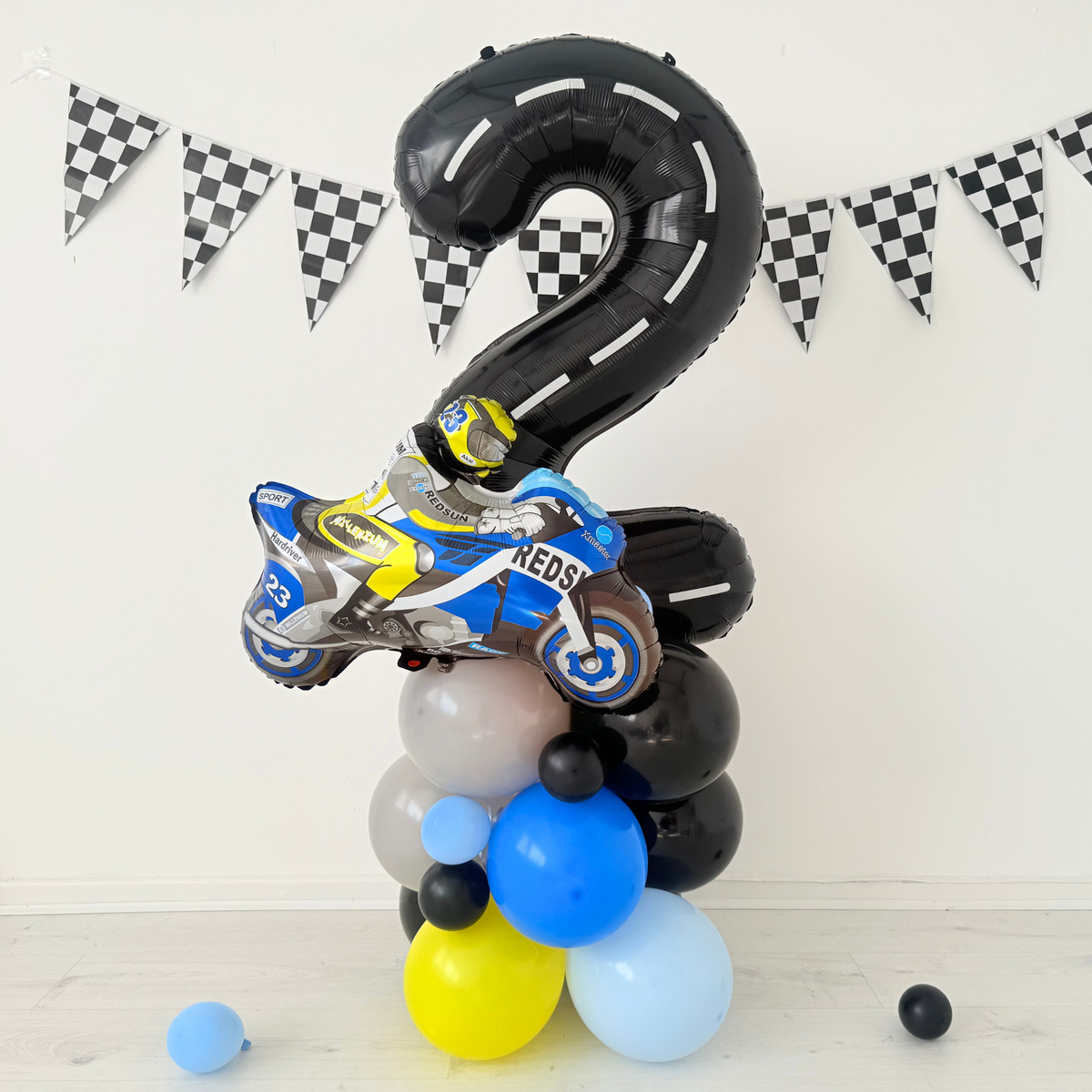Personalised FAST one Two FAST Racing Car Motor bike Birthday Balloon Bouquet Sculpture product photo 3
