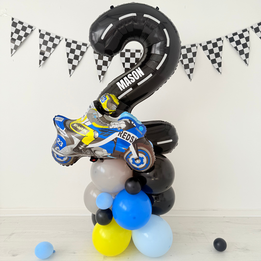 Personalised FAST one Two FAST Racing Car Motor bike Birthday Balloon Bouquet Sculpture product photo