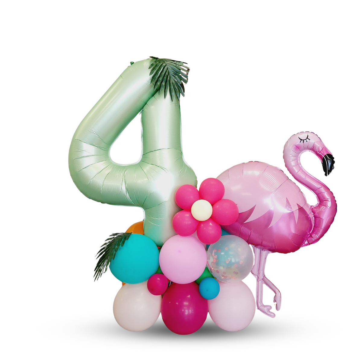 Flamingo and flowers summer tropical balloon sculpture bouquet product photo 2