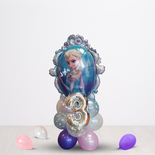 Double sided 35inch mirror frozen Elsa Anna standing balloon bouquet product photo