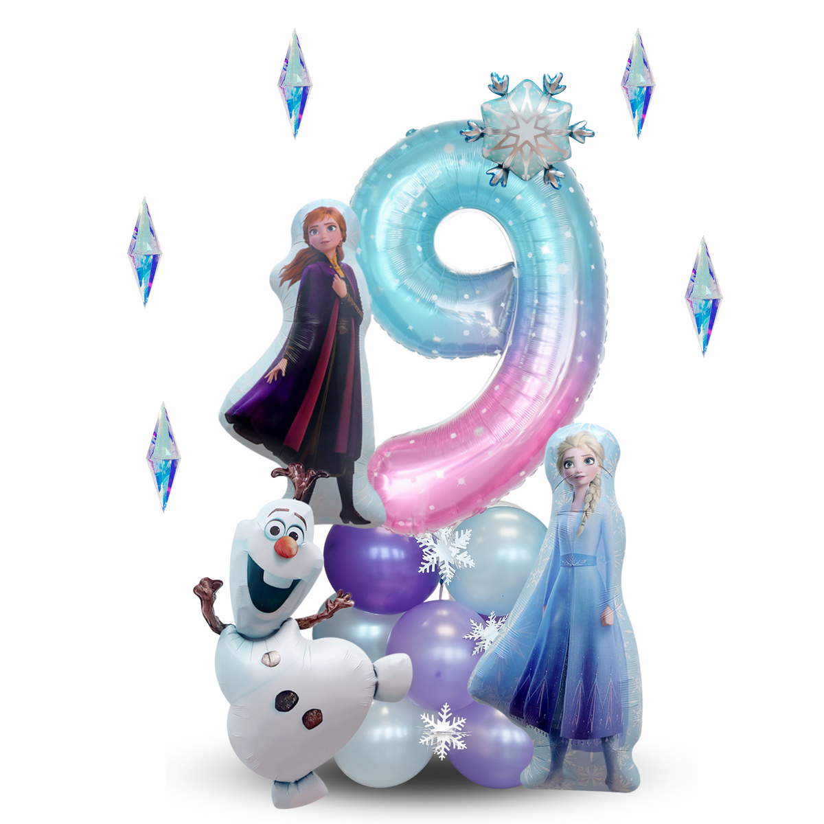 Personalised Frozen Elsa characters standing balloon stack sculpture product photo 2