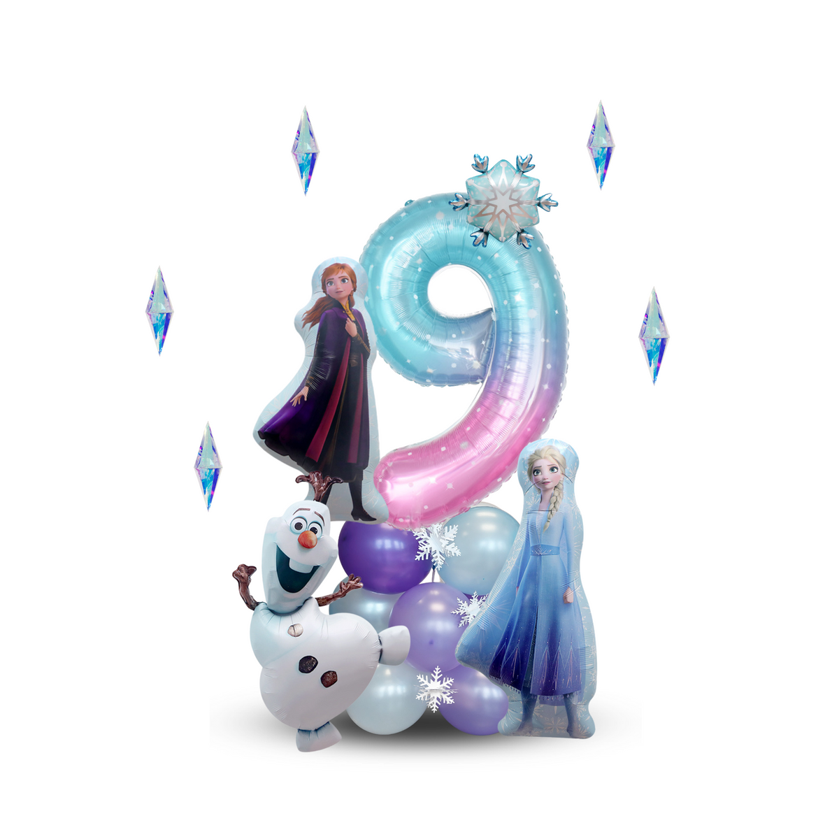 Personalised Frozen Elsa characters standing balloon stack sculpture product photo 3
