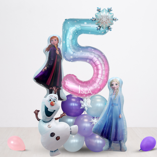 Personalised Frozen Elsa characters standing balloon stack sculpture product photo