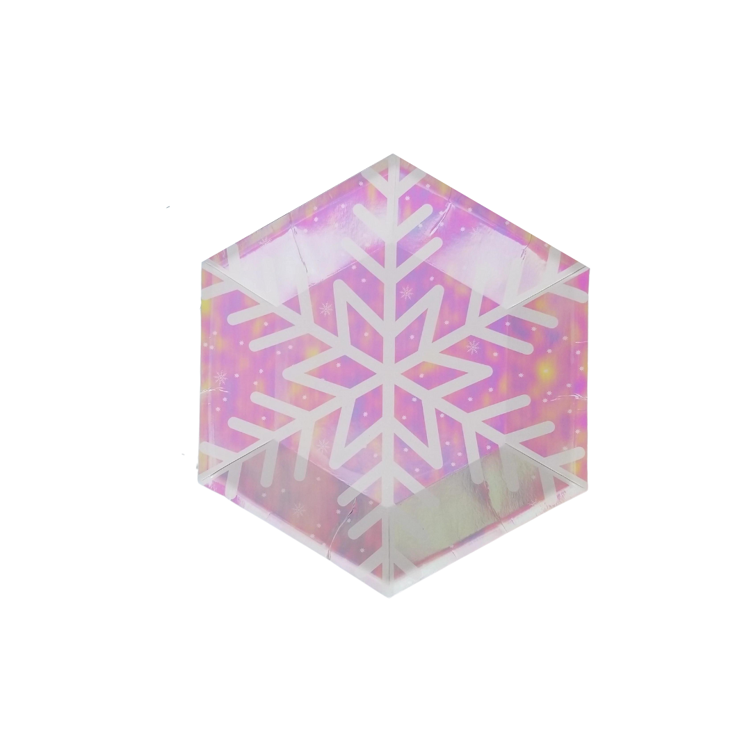 8-pack iridescent snowflakes paper plates cups set product photo 3