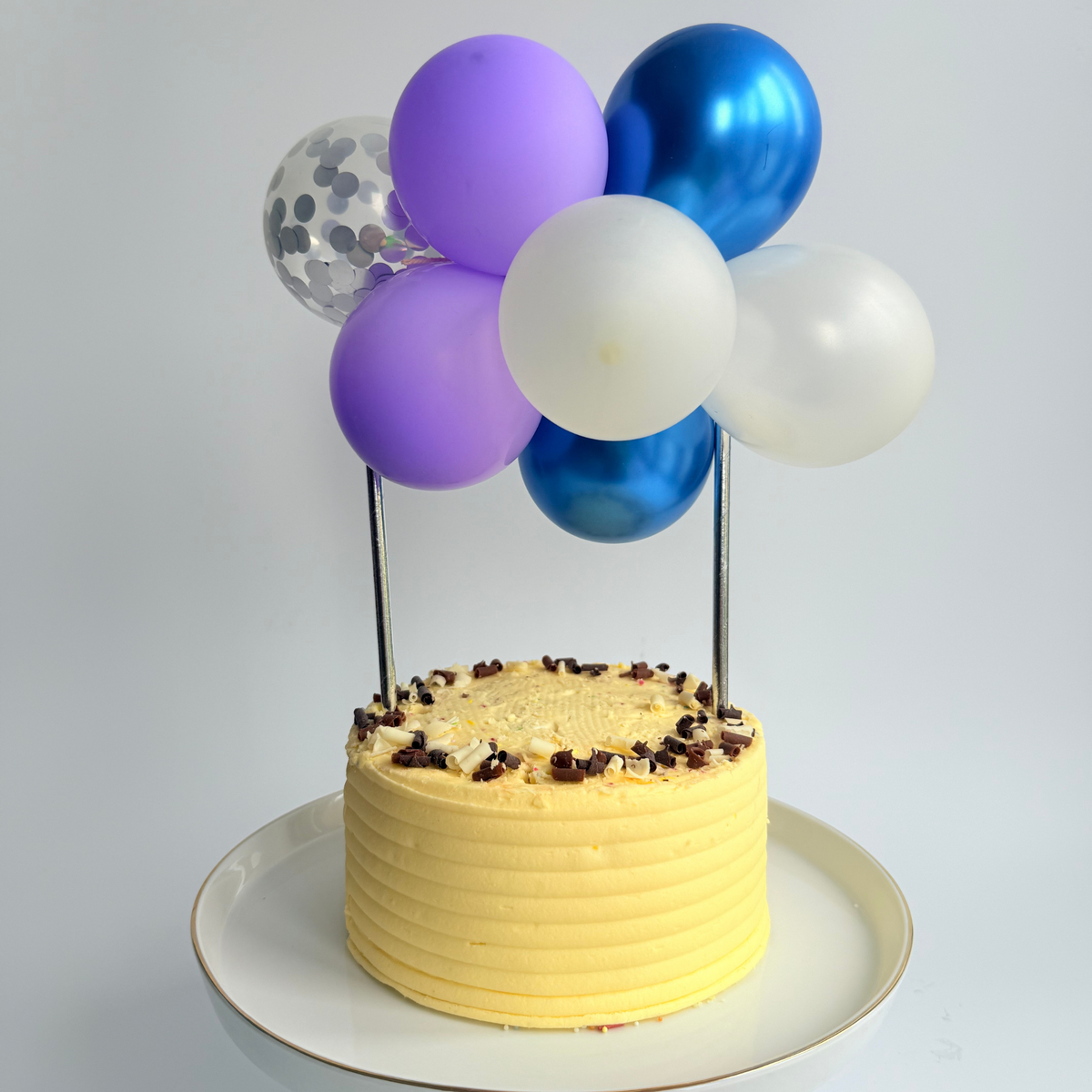 Frozen style silver purple white blue balloon cake topper product photo 2