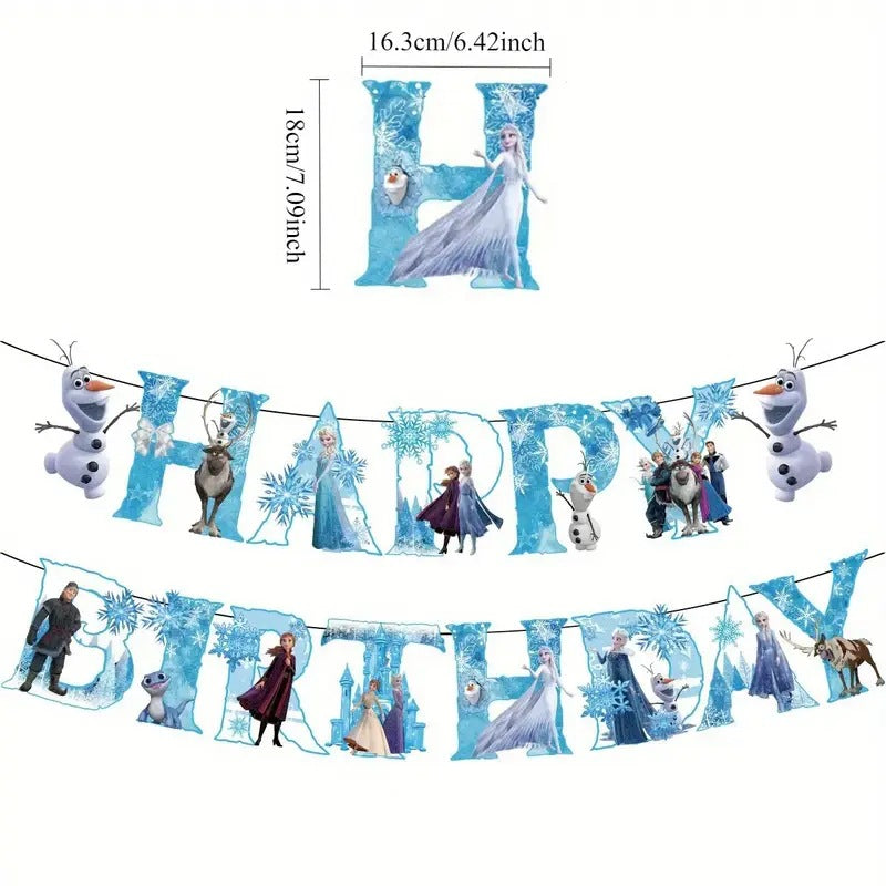 Frozen inspired bunting banner garland blue birthday decoration product photo 3