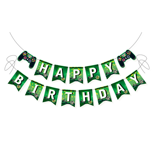 Gaming control bunting banner garland blue or green for birthdays product photo