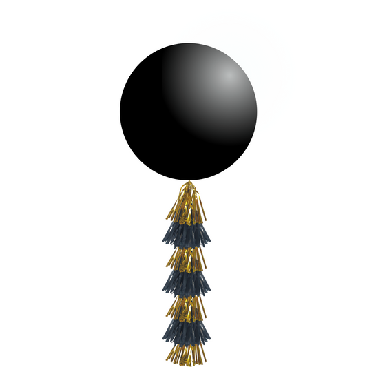 Giant 36inch Balloon with Tassel Tails, Black Gold product photo
