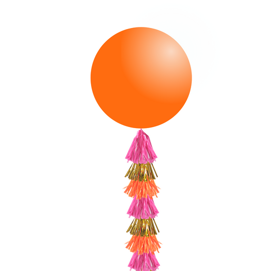 Giant 36inch Balloon with Tassel Tails, Orange gold product photo