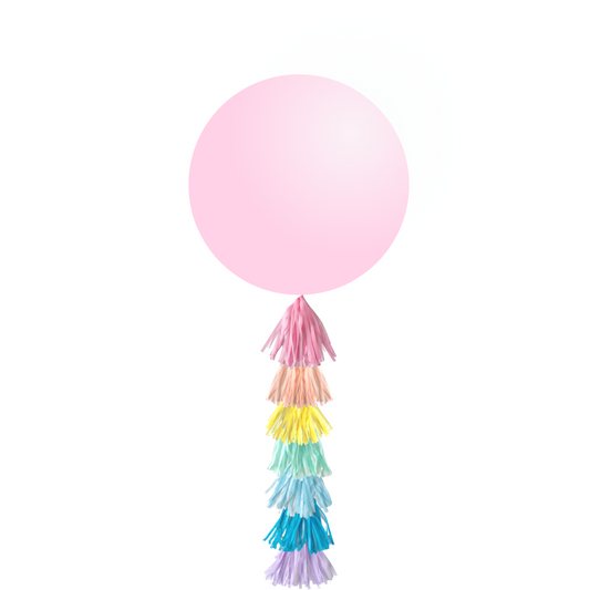 Giant 36inch Balloon with Tassel Tails, Pink Rainbow product photo