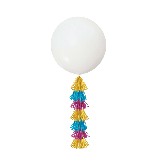 Giant 36inch Balloon with Tassel Tails, White vibrant product photo