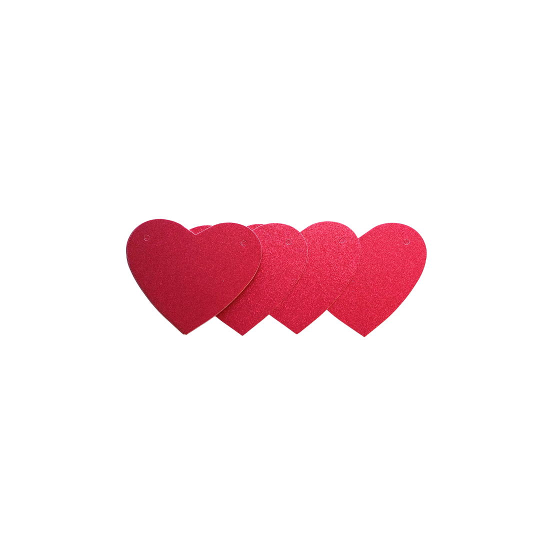 Glittery Paper card red love heart bunting banner garland product photo 2