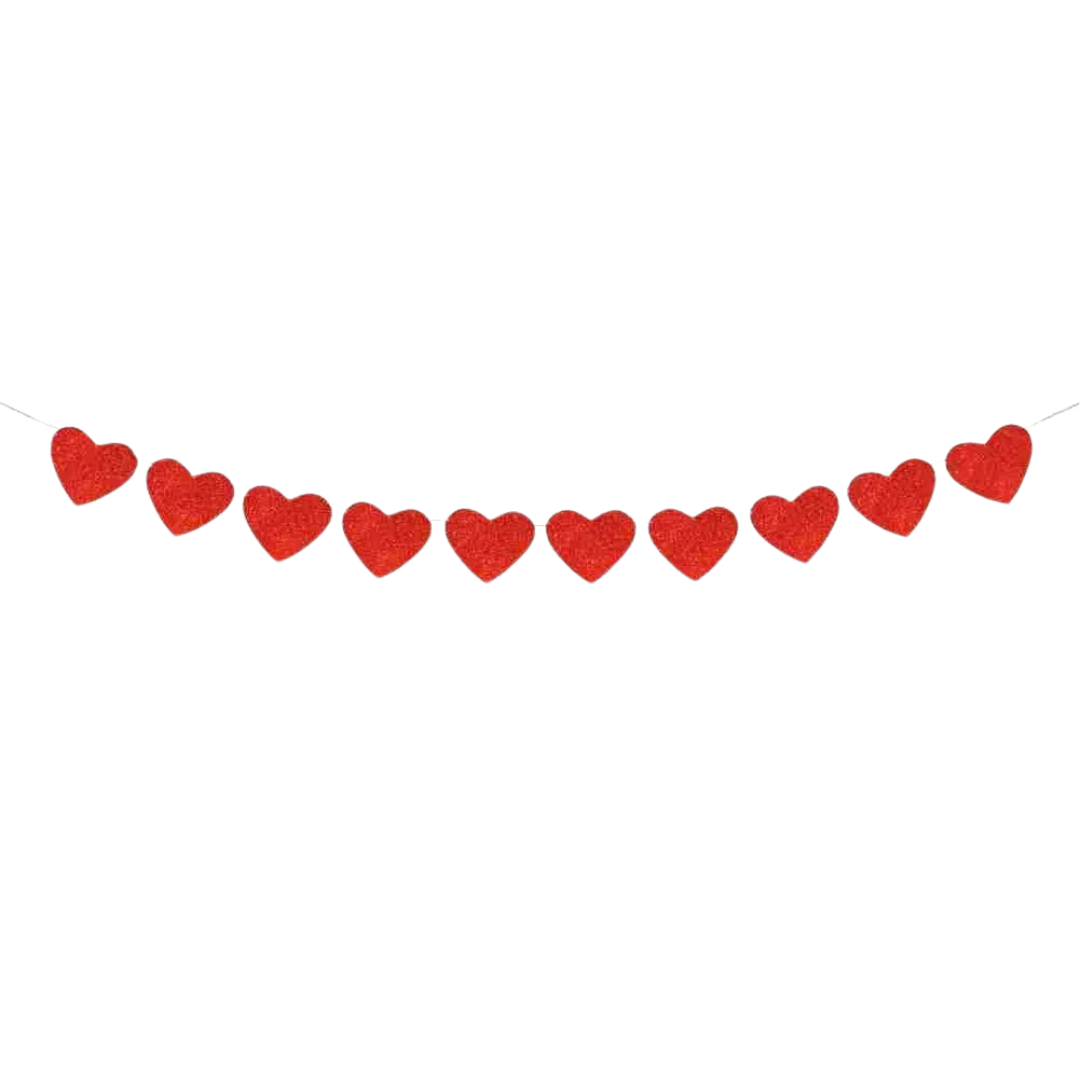 Glittery Paper card red love heart bunting banner garland product photo