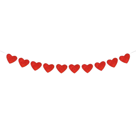 Glittery Paper card red love heart bunting banner garland product photo