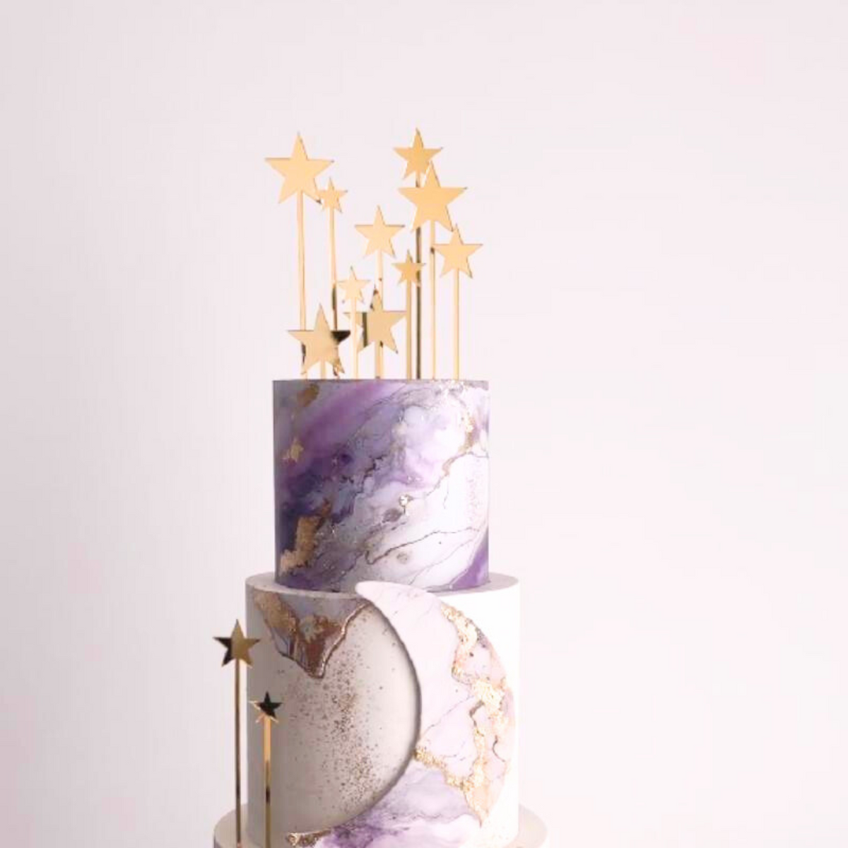 24pcs Gold acrylic stars space night baby children cake topper set product photo 4