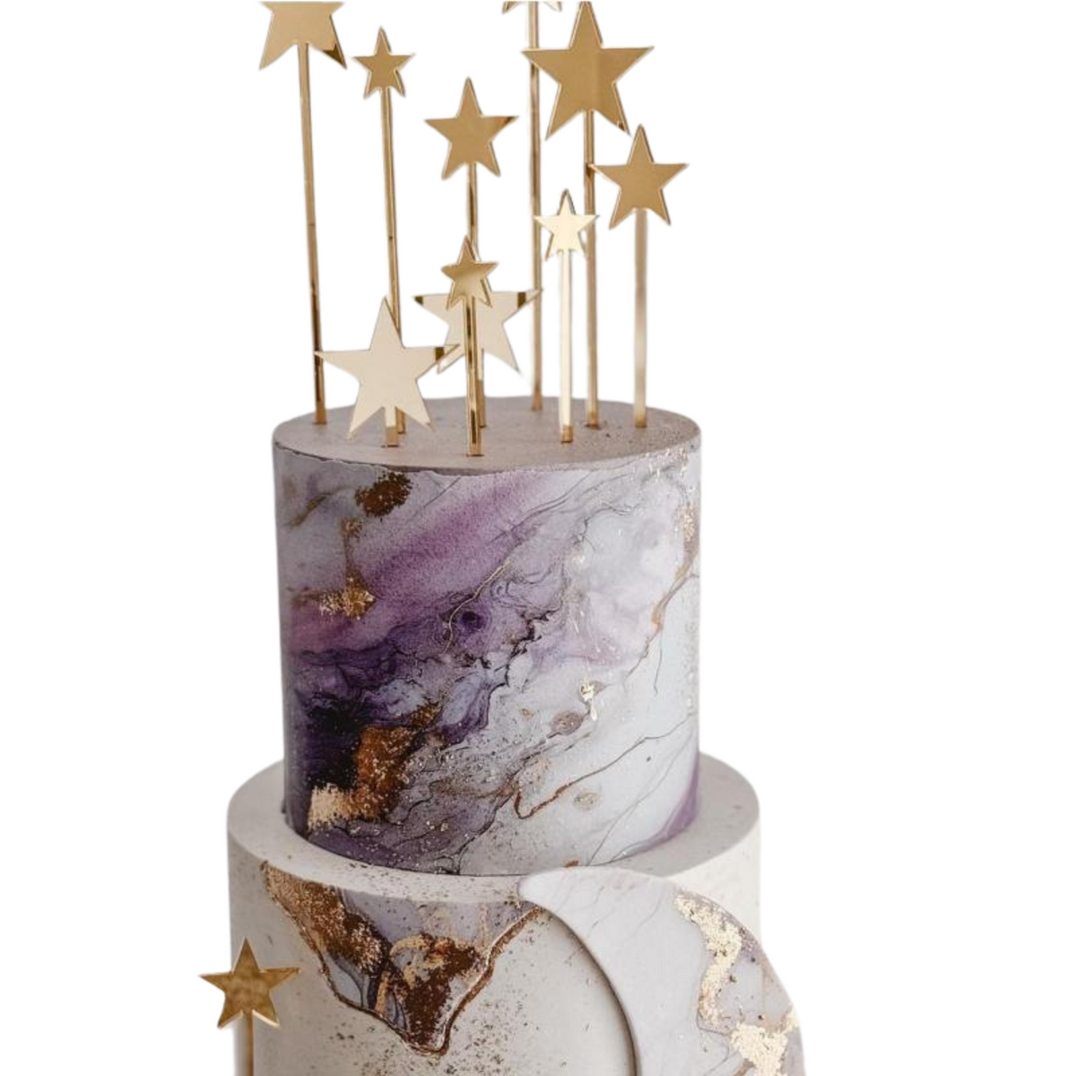 24pcs Gold acrylic stars space night baby children cake topper set product photo 5