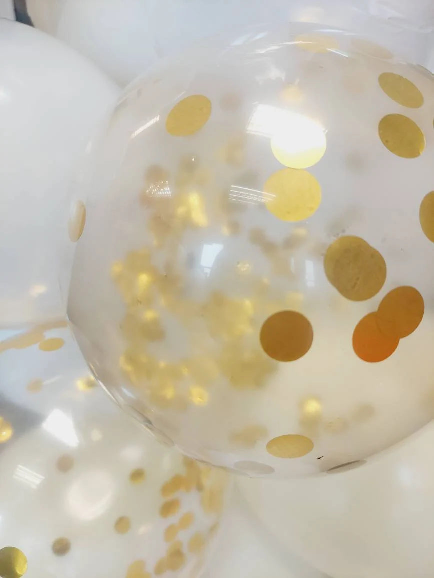 Gold confetti and pastel yellow daisy balloon sculpture bouquet sculpture product photo 4