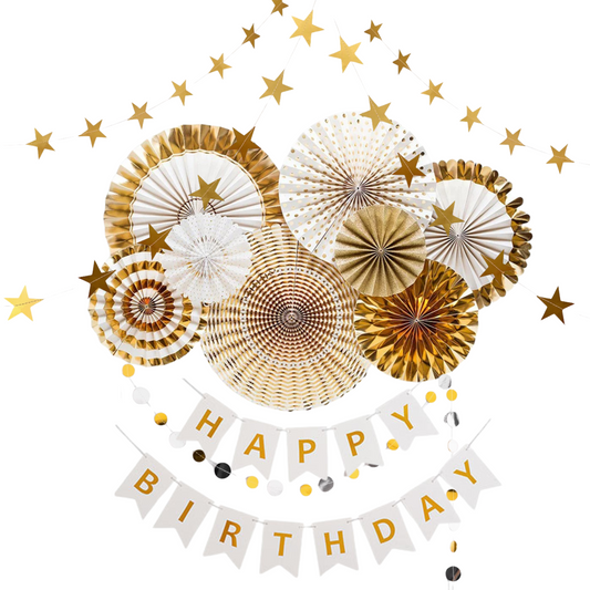 Gold Eco Paper fan decoration wedding women milestone birthday decoration product photo