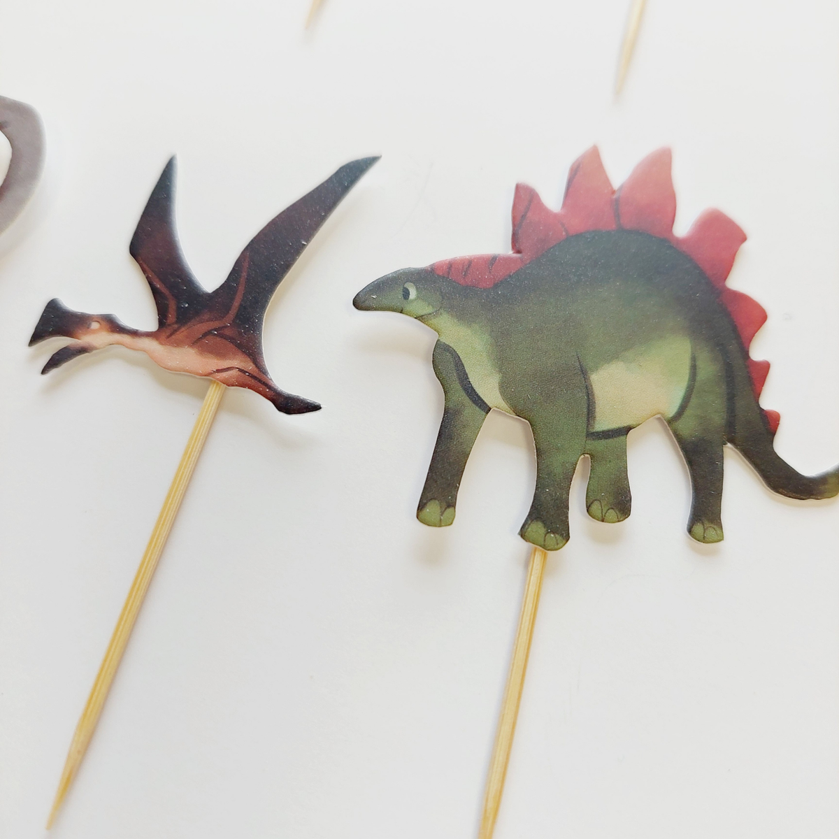 Green and brown Dinosaurs Birthday cup Cake Topper set product photo 3