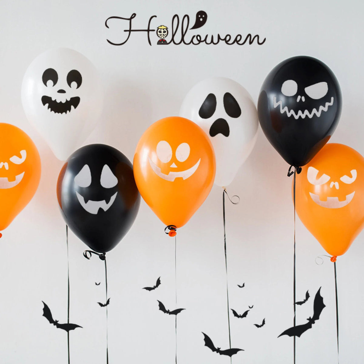 Halloween 6PCs 12inch ghost face print latex balloon product photo 2