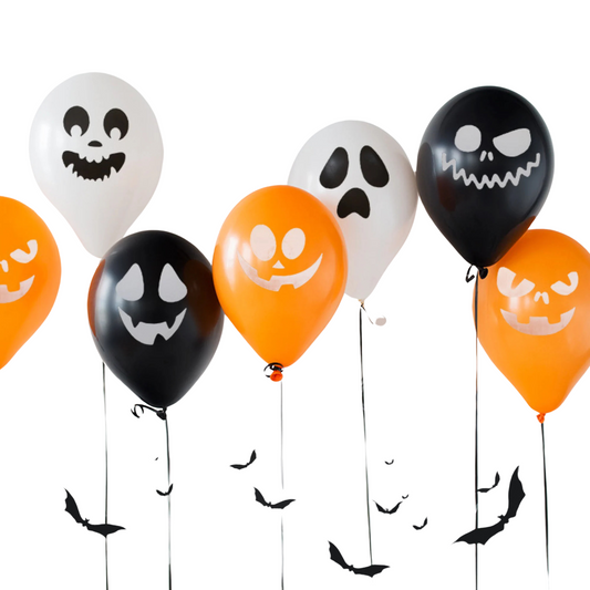 Halloween 6PCs 12inch ghost face print latex balloon product photo