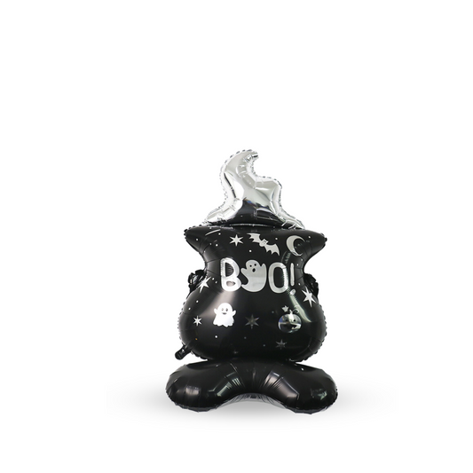 Halloween large witches cauldron black silver balloon ghost spider balloon product photo