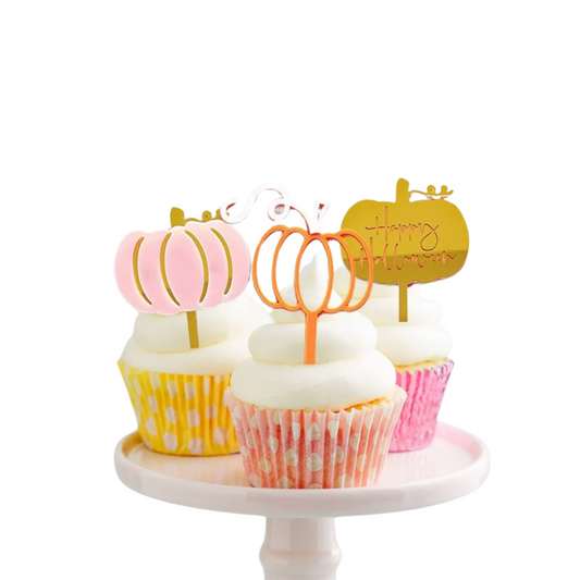 Halloween orange gold pumpkin 3pcs Acrylic cake topper decoration product photo