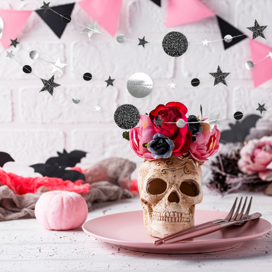 Halloween Silver Black Star Bunting Garland Decoration product photo