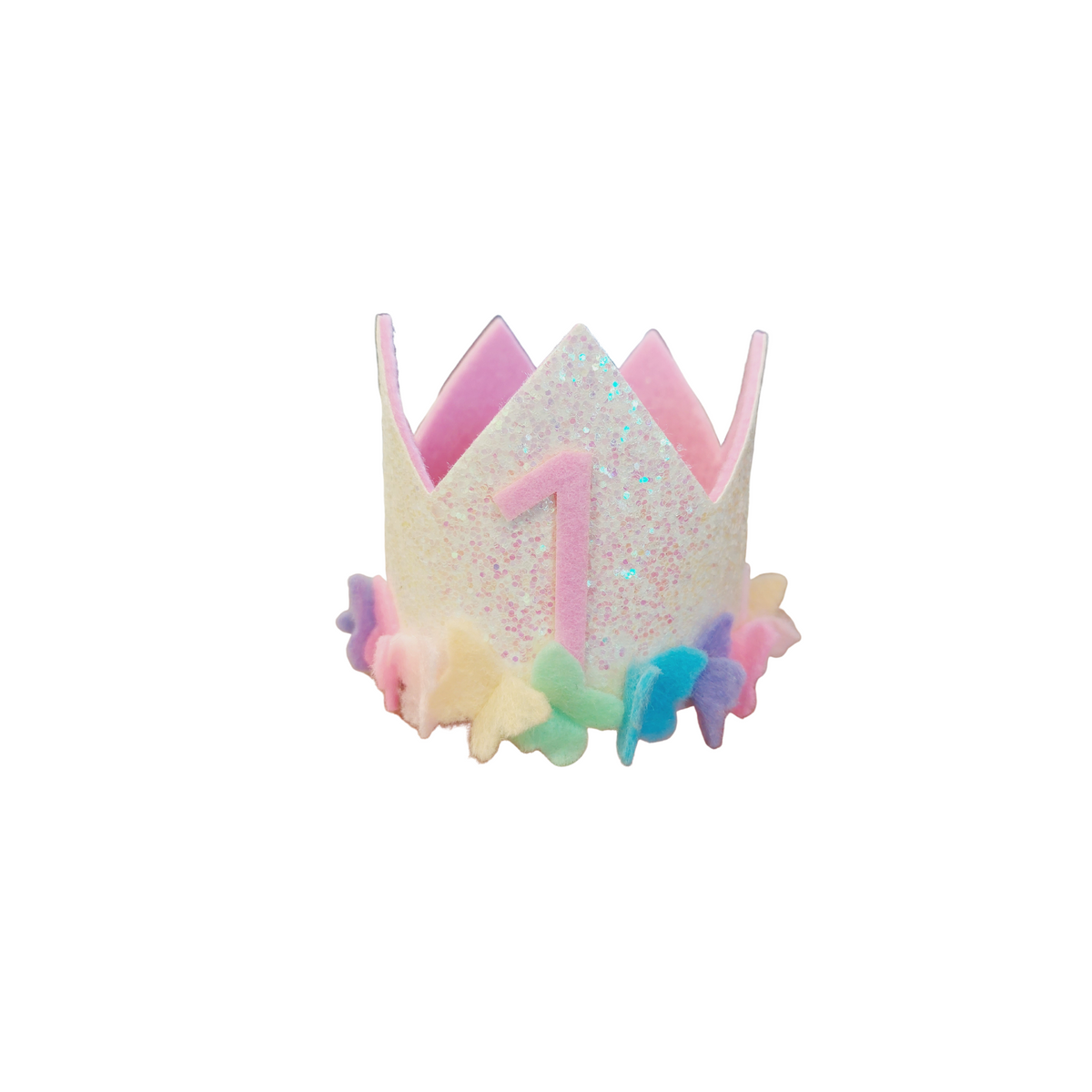 Handmade flowers fairy rainbow butterfly 1st Birthday Party Cake Smashing Felt crown Hat product photo 3