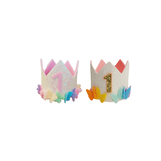Handmade flowers fairy rainbow butterfly 1st Birthday Party Cake Smashing Felt crown Hat product photo