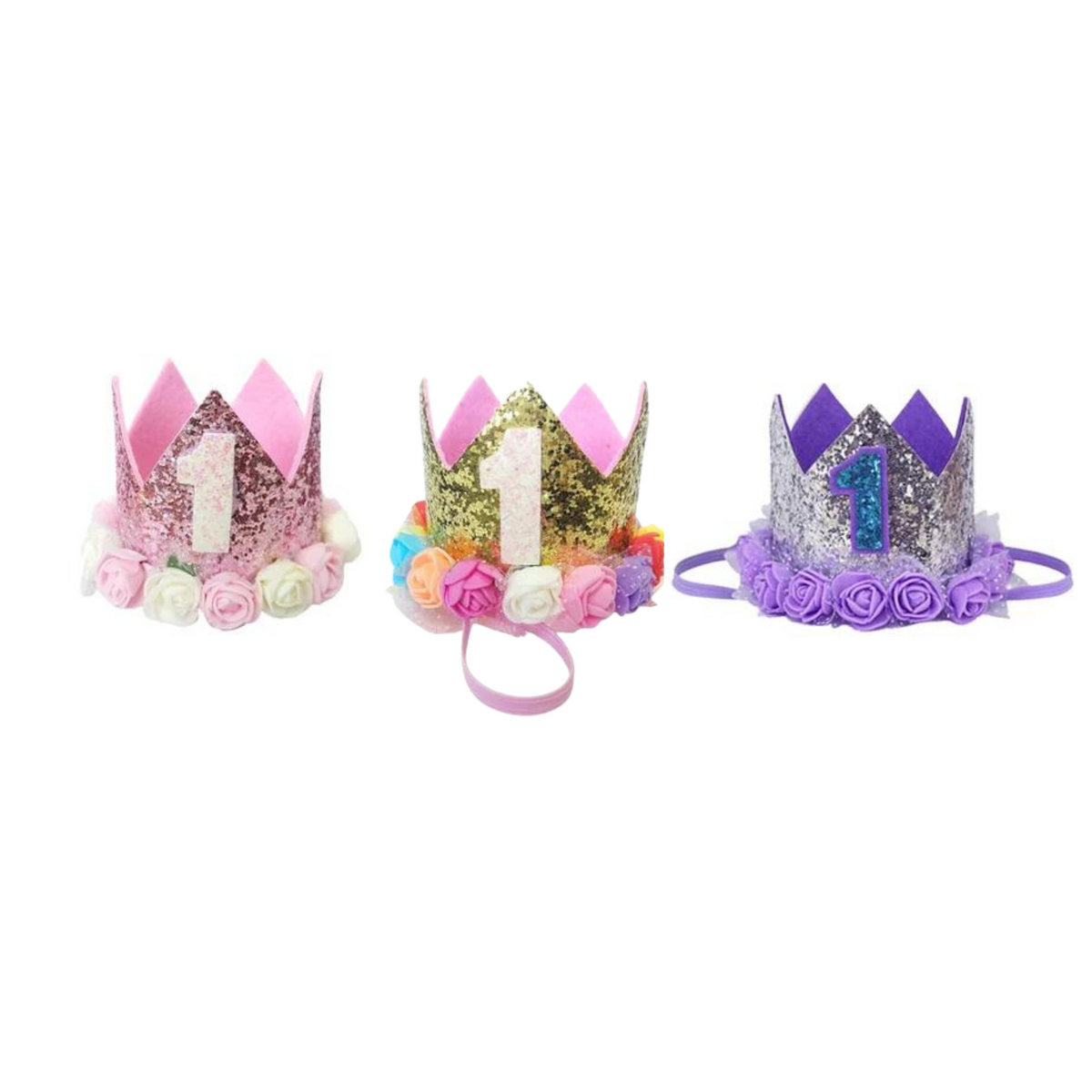 Handmade flowers floral Birthday Party Cake Smashing Felt crown Hat product photo