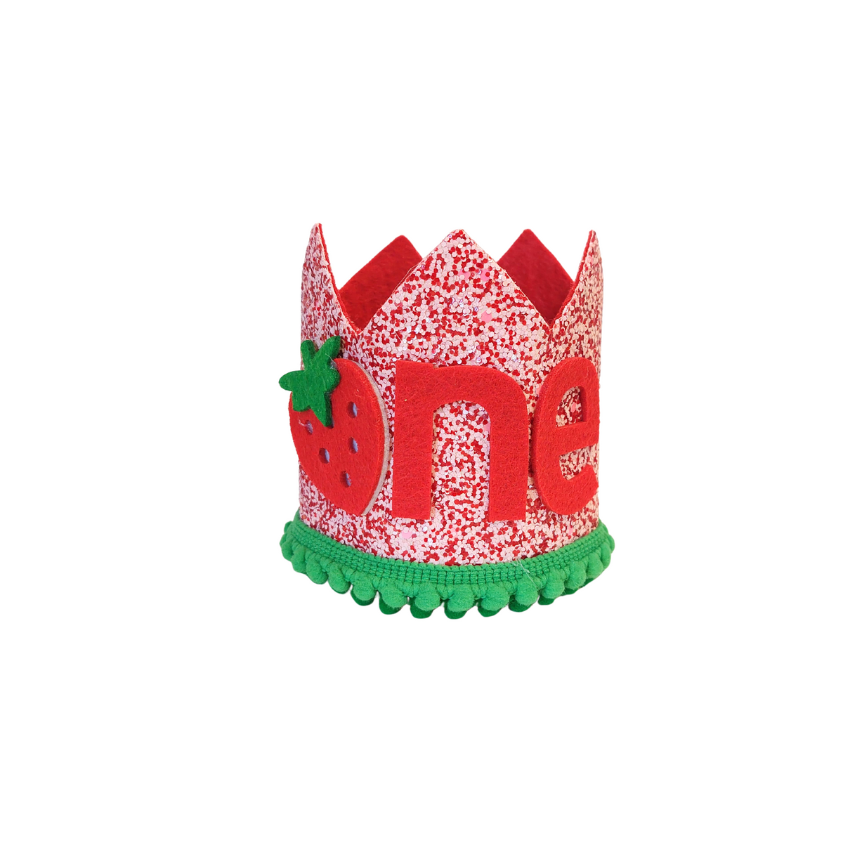Handmade fruits pink strawberry Birthday Party Cake Smashing Felt crown Hat product photo 3